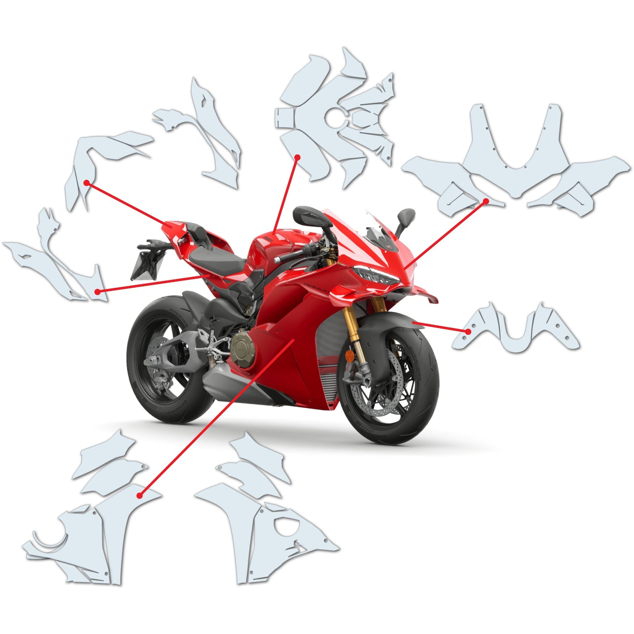 Steinschlagschutz für Ducati Panigale Modelle 899, 959, 1199, 1299, V2, V4, SF V2, SF V4 - Schutz vor Kratzern und Abnutzung für ein makelloses Finish